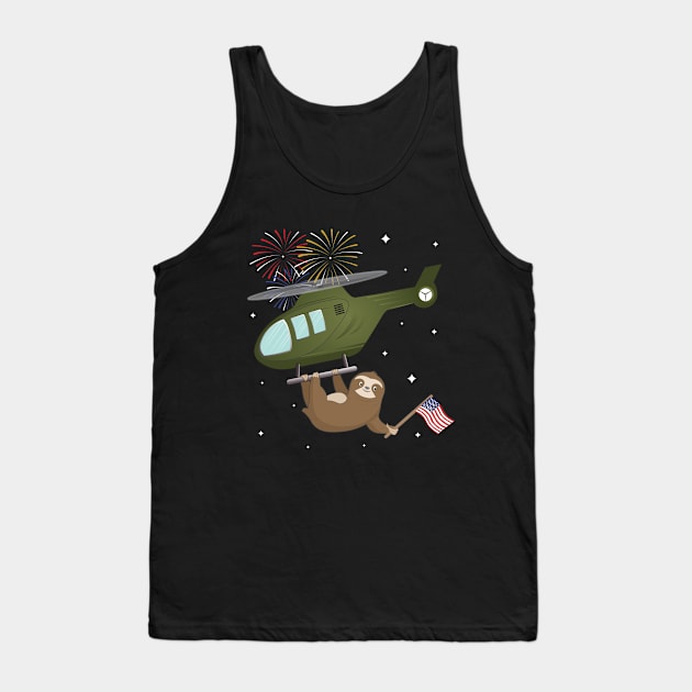 Cute baby sloth rides helicopter Tank Top by M Humor